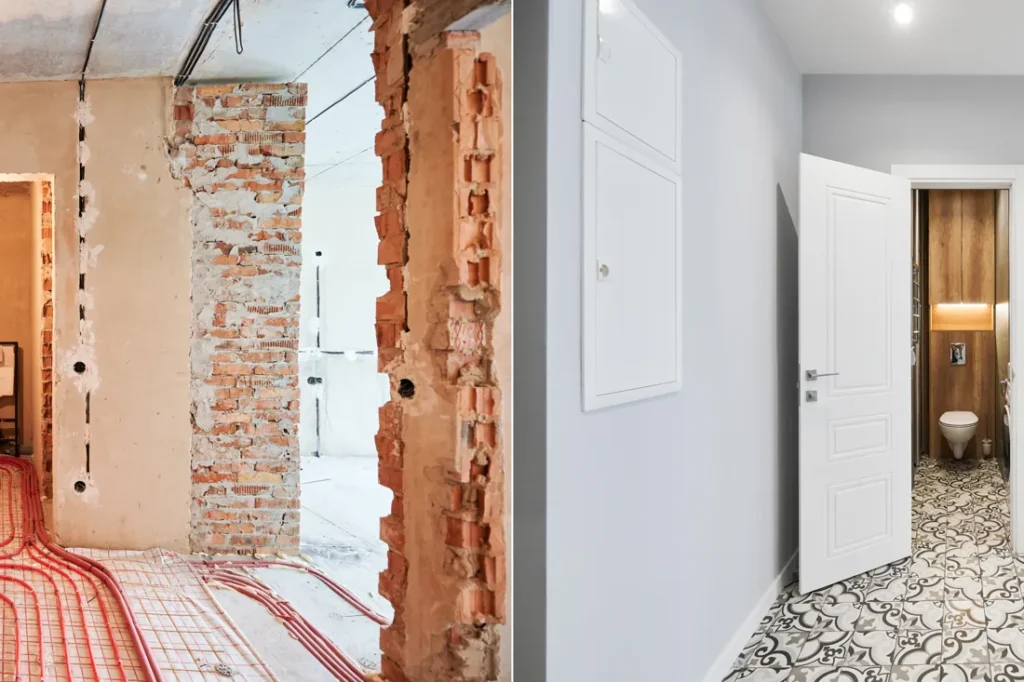 A renovated room with new lighting